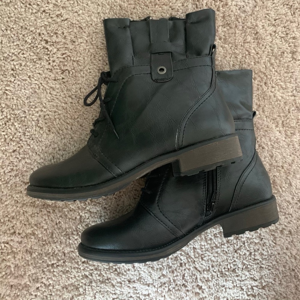 Black combat style boots